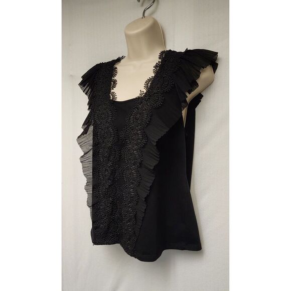 Marc New York Squre Neck Lace Ruffle Blouse Color Black Size Medium - Picture 4 of 8